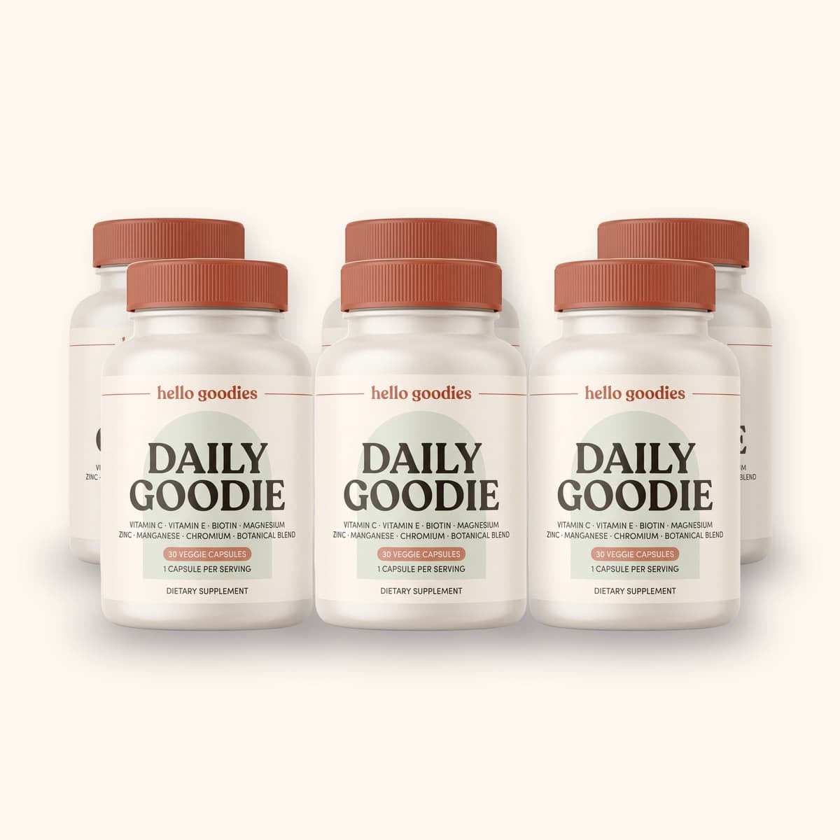 Hello Goodies Daily Goodie, 6 bottles, 30 capsules each